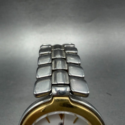 Cyma Sealord Watch Men 31mm White Dial Two Tone Round 304 New Battery VTG4