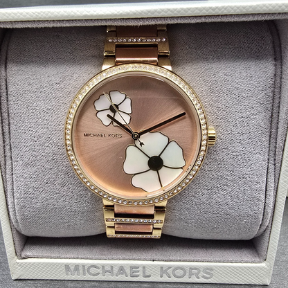 Michael Kors Courtney Rose Watch Women 36mm MOP Dial Gemmed MK3836 New Battery0