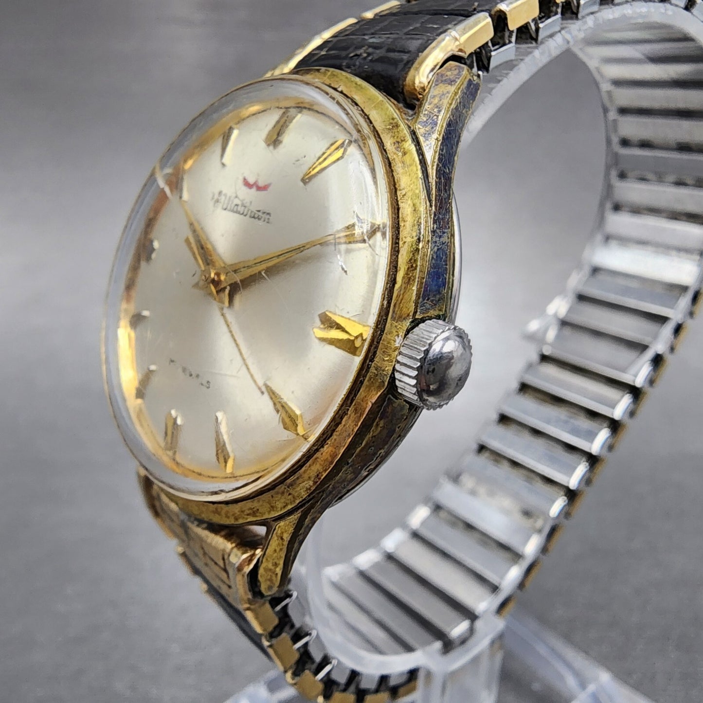 Waltham Watch Men 33mm Champange Dial Gold Tone Round Manual Wind Runs Cal WXO