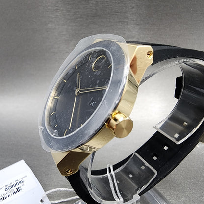 Movado Bold Fusion Watch Men 42mm Black Dial Gold Tone Date Resin Band 3600850