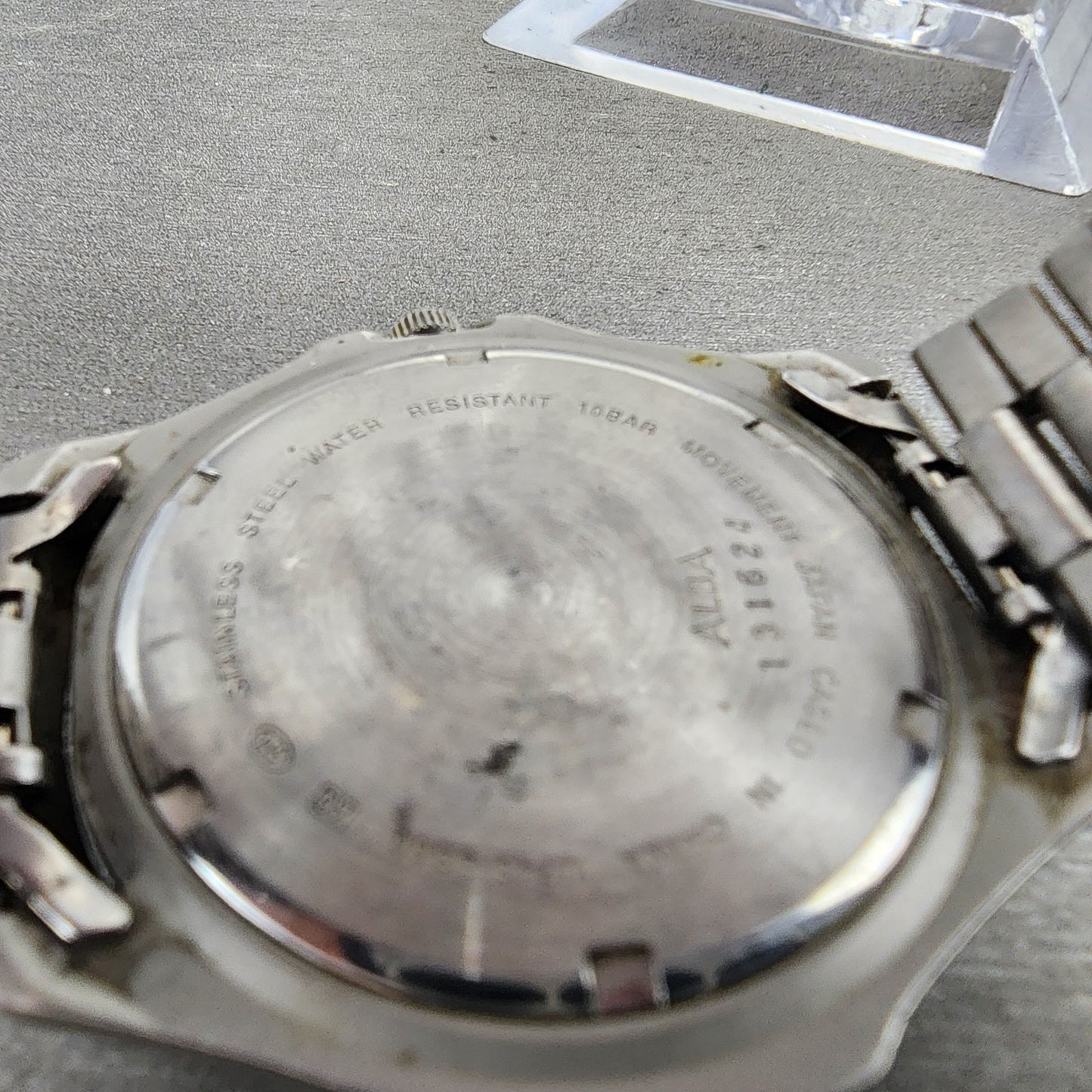 ALBA Dive Watch Men 41mm White Dial Silver Tone Daydate Round V7438B60 PARTS11