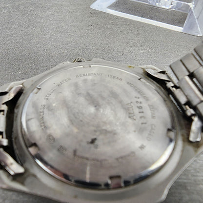 ALBA Dive Watch Men 41mm White Dial Silver Tone Daydate Round V7438B60 PARTS11