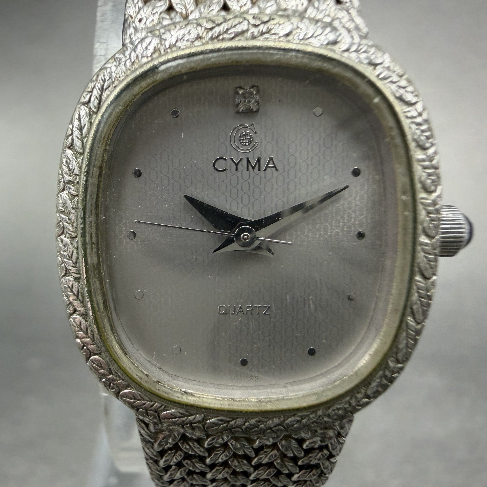 Cyma Watch Women 21mm Silver Dial Silver Tone Rectangle Mesh 706 New Battery1