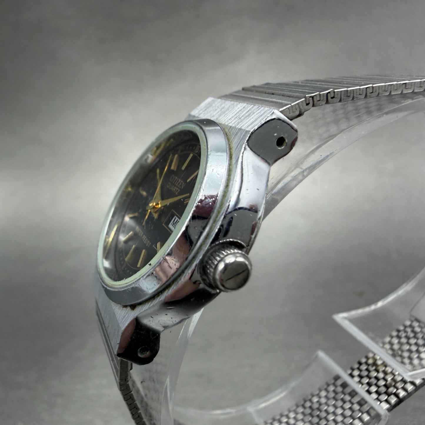 Citizen CQ Watch Women 25mm Black Dial Silver Tone Daydate 6000-074807 New Batt2