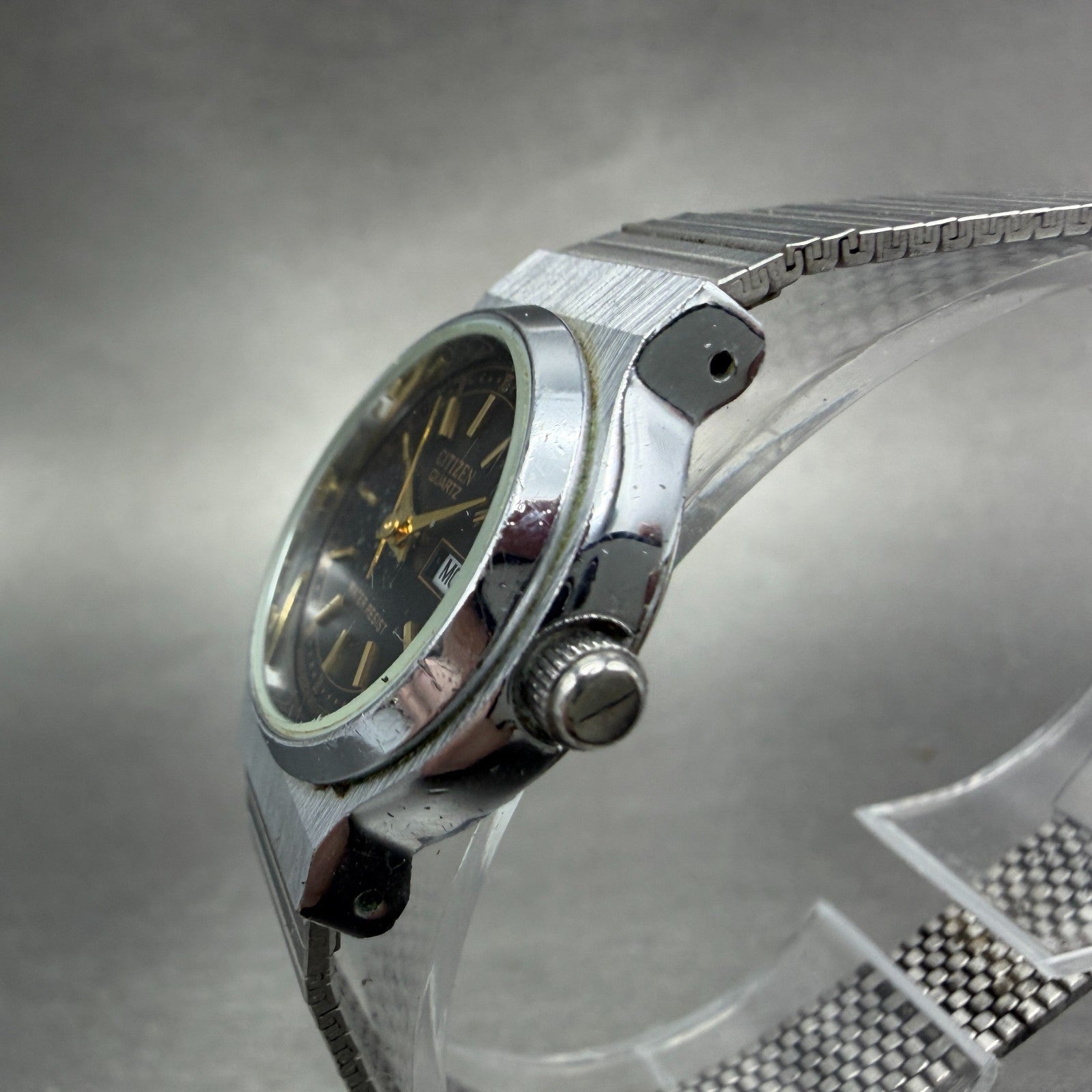 Citizen CQ Watch Women 25mm Black Dial Silver Tone Daydate 6000-074807 New Batt2