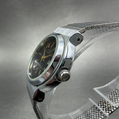 Citizen CQ Watch Women 25mm Black Dial Silver Tone Daydate 6000-074807 New Batt2