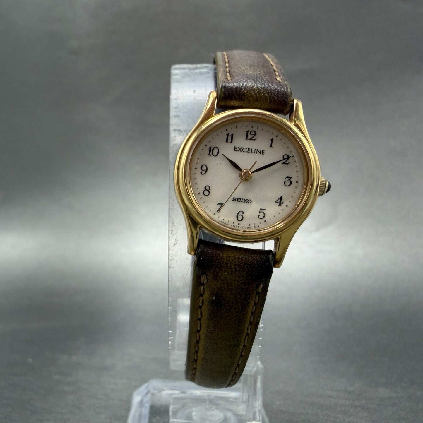 Seiko Exceline Watch Women 21mm White Dial Gold Tone Round 4N21-0390 New Battery5