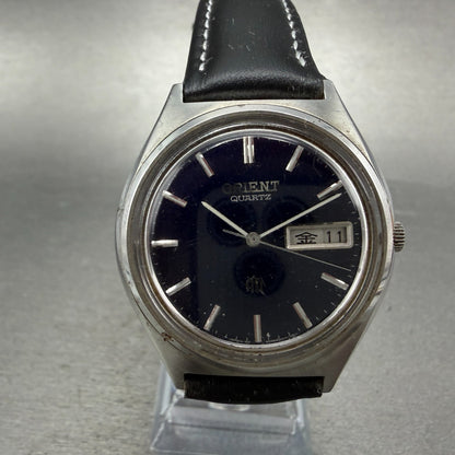 Orient Watch Men 37mm Blue Dial Silver Tone Daydate Round 529605-70 New Battery0