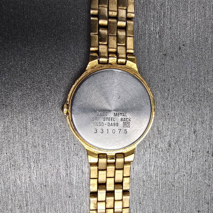 Seiko Watch Women 22mm Black Dial Gold Tone Round 1N00-0A99 New Battery VTG JP10