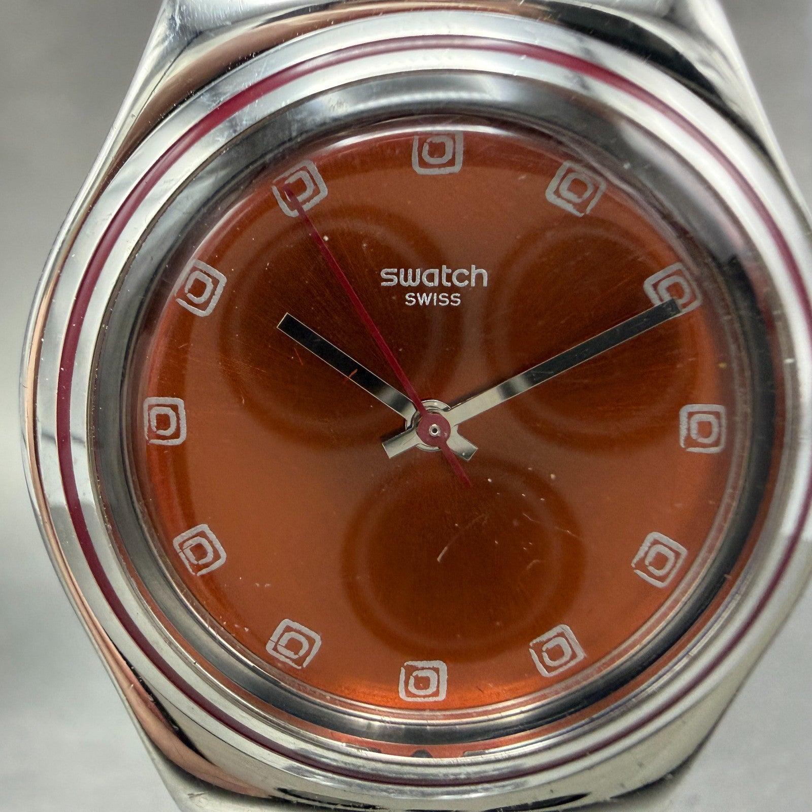 Swatch irony Medium TRICORD Watch Women 33mm Orange Dial Steel YLS175G New Batt1