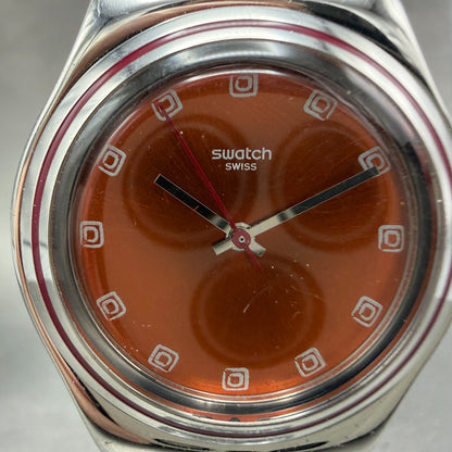 Swatch irony Medium TRICORD Watch Women 33mm Orange Dial Steel YLS175G New Batt1