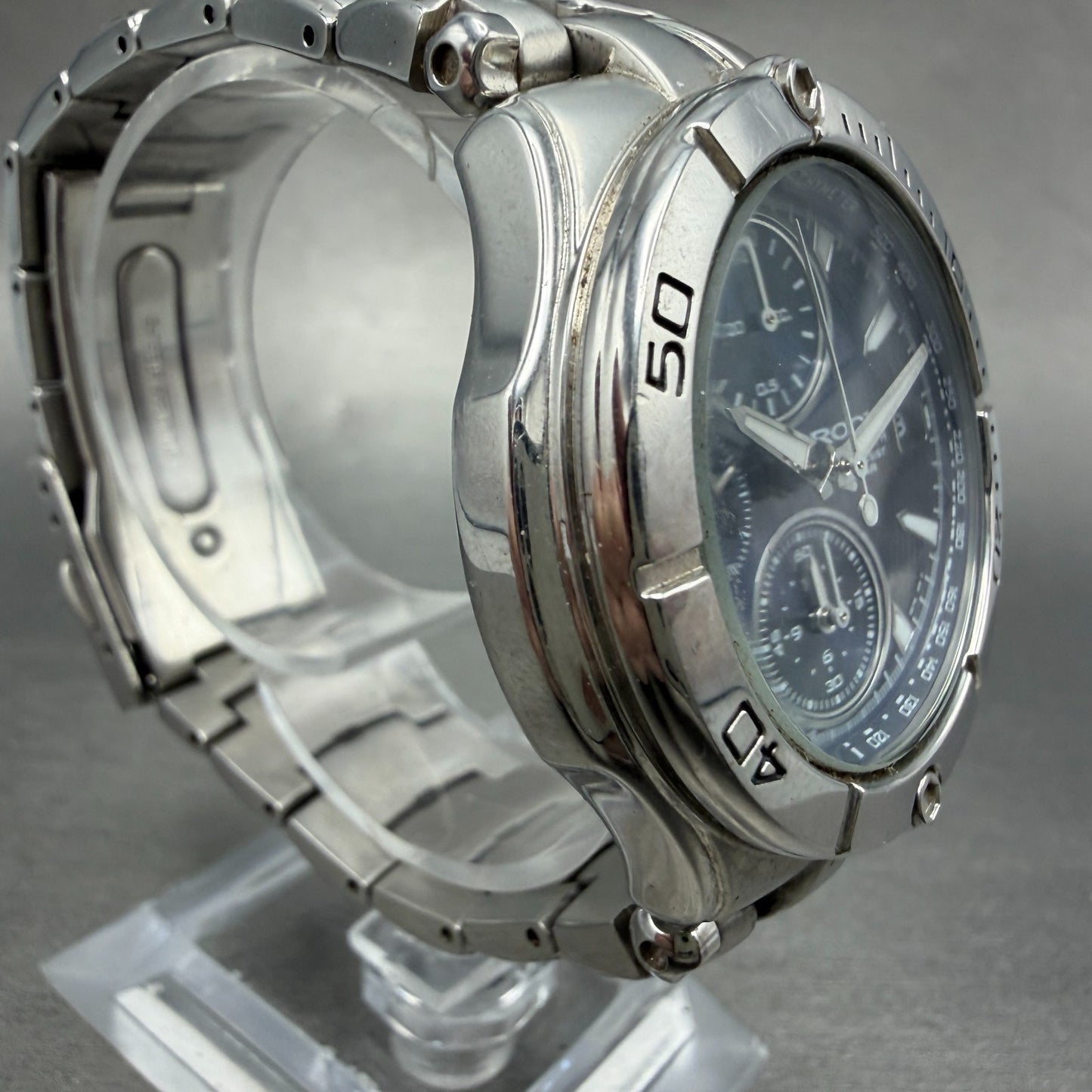Seiko Alba Roox Chronograph Watch Men 40mm Blue Dial Silver Tone Date NewBattery3