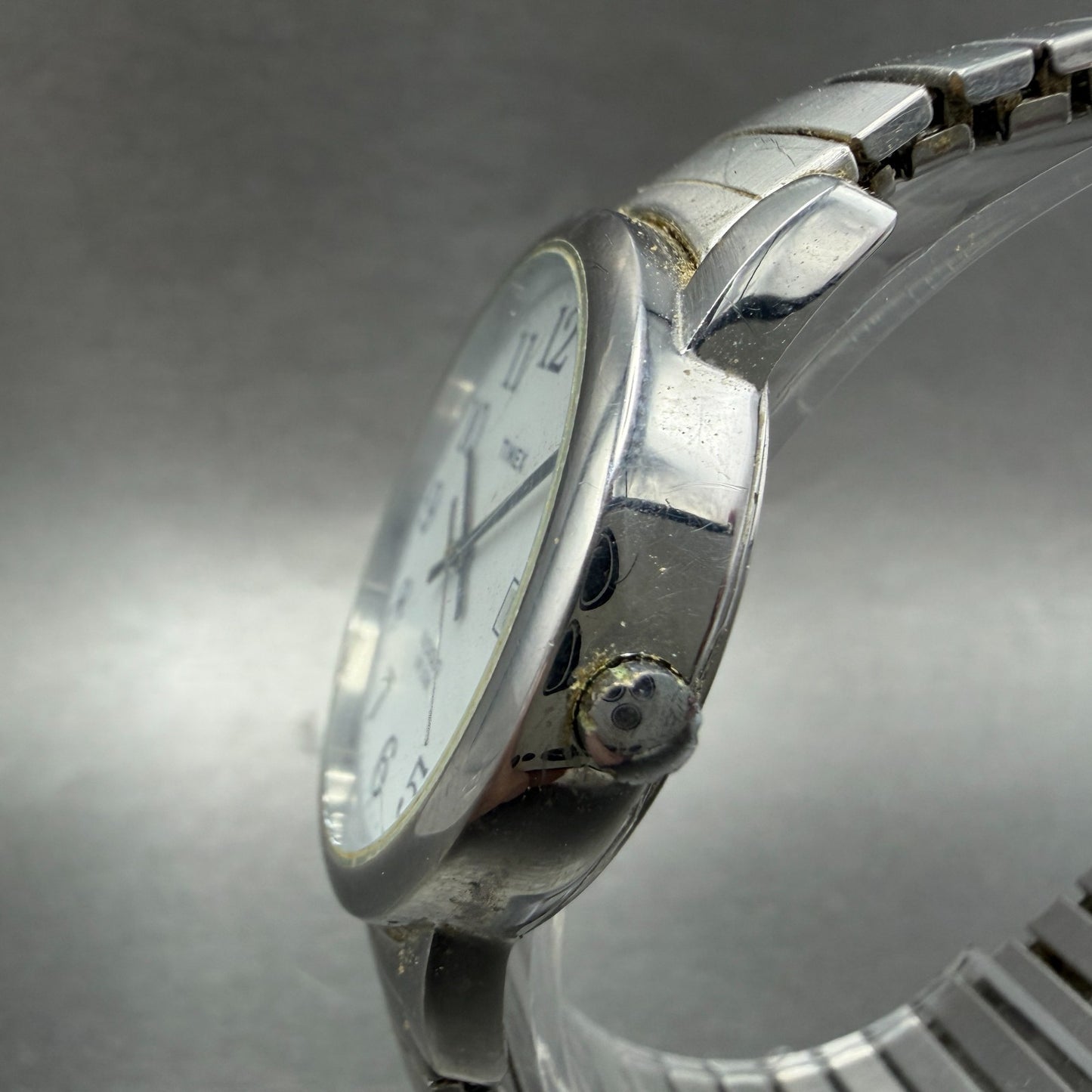 Timex Easy Reader Watch Men 35mm White Dial Silver Tone Date Round New Battery2