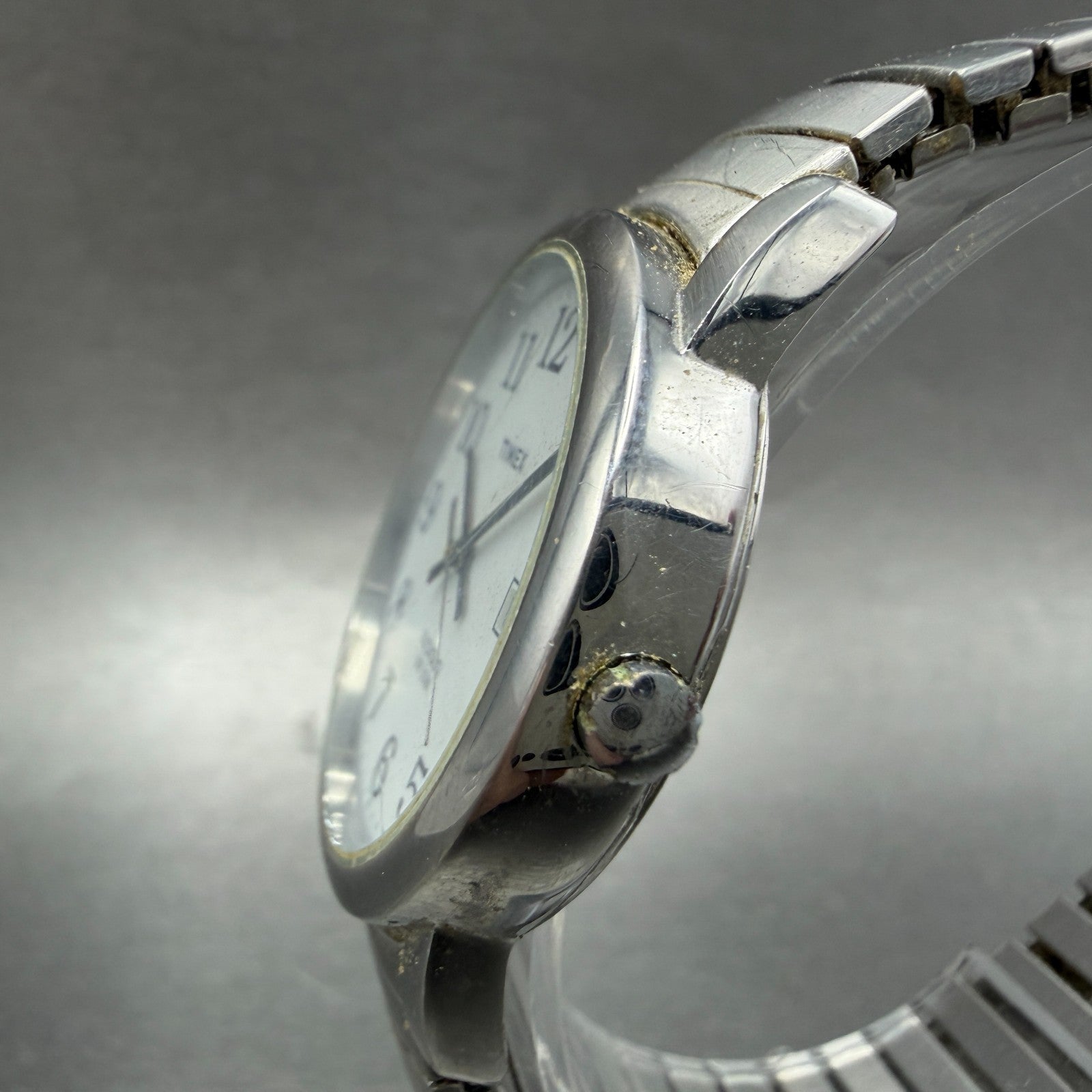 Timex Easy Reader Watch Men 35mm White Dial Silver Tone Date Round New Battery2
