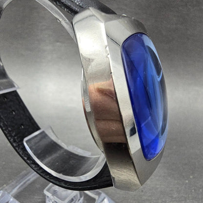 Fossil Big Tic Watch Men 37mm Blue Dial Silver Tone Rectangle JR-7903 NewBattery3