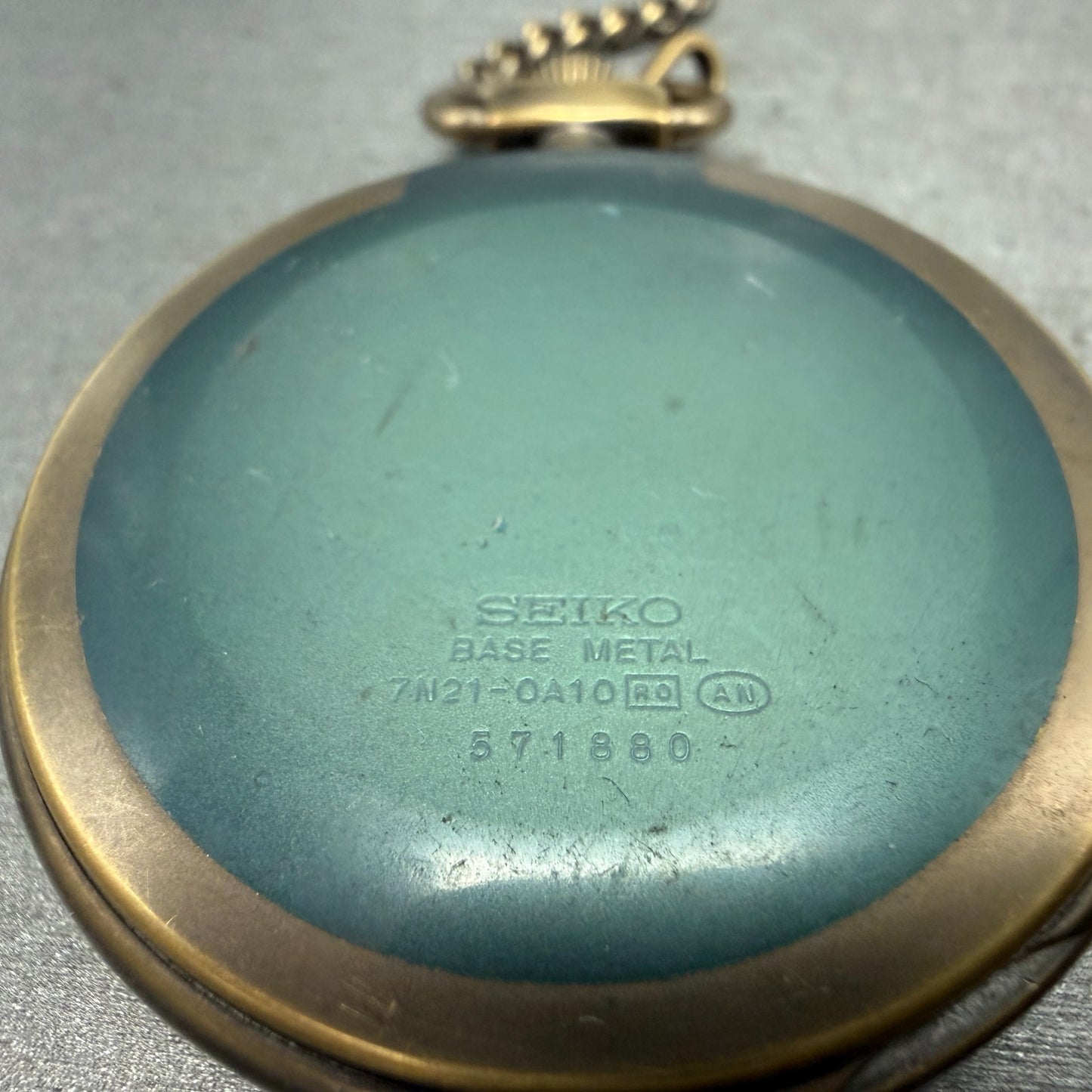 Seiko Pocket Watch Men 45mm White Dial Bronze Tone Round 7N21-0A10 New Battery6