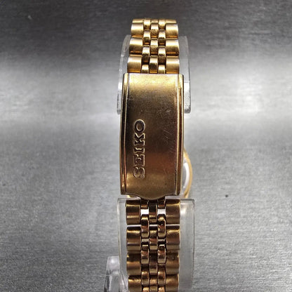 Seiko Womens Watch 24mm Gold Dial Gold Tone Daydate Round 7N83-0049 New Battery7