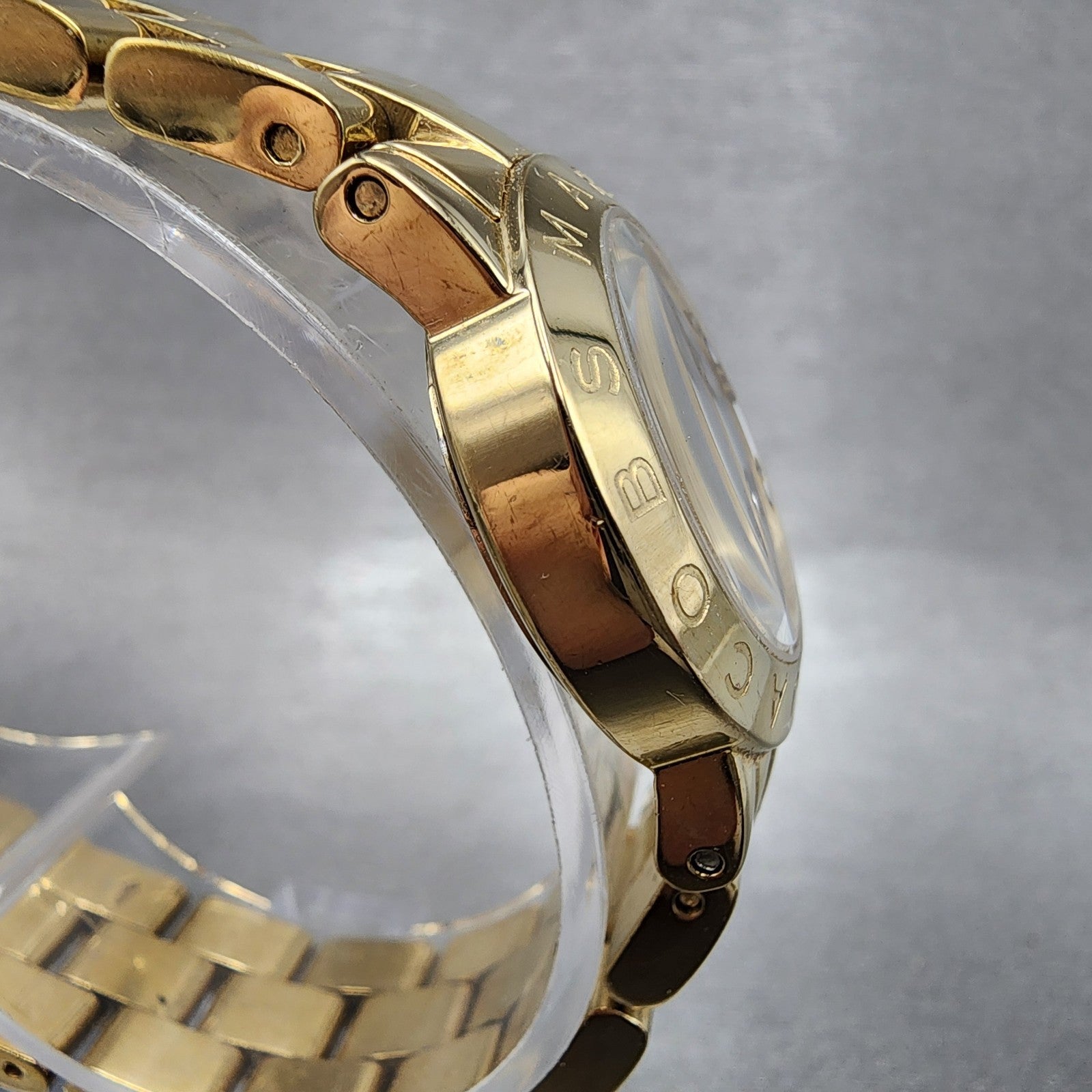 Marc By Marc Jacobs Mini Amy Watch Women 26mm White Dial Gold Tone New Battery3