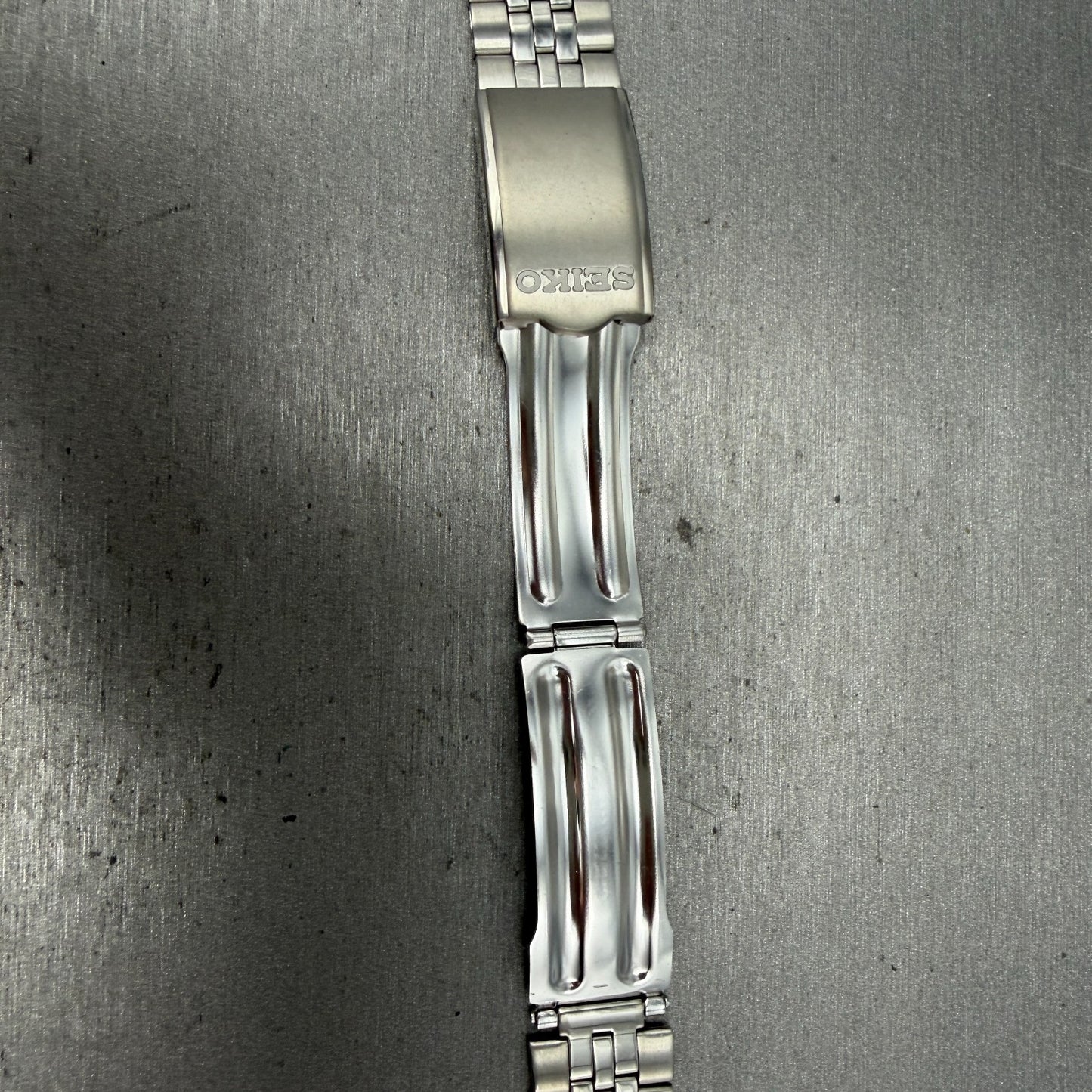 Seiko Bracelet 20mm Stainless Steel Silver Tone Tri Folding Clasp Vintage Japan13