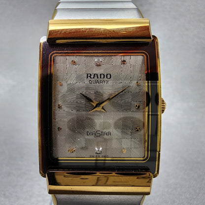 Rado Diastar Watch Men 23mm Gray Dial Black Tone Rectangle 153.0522.3 New Batt
