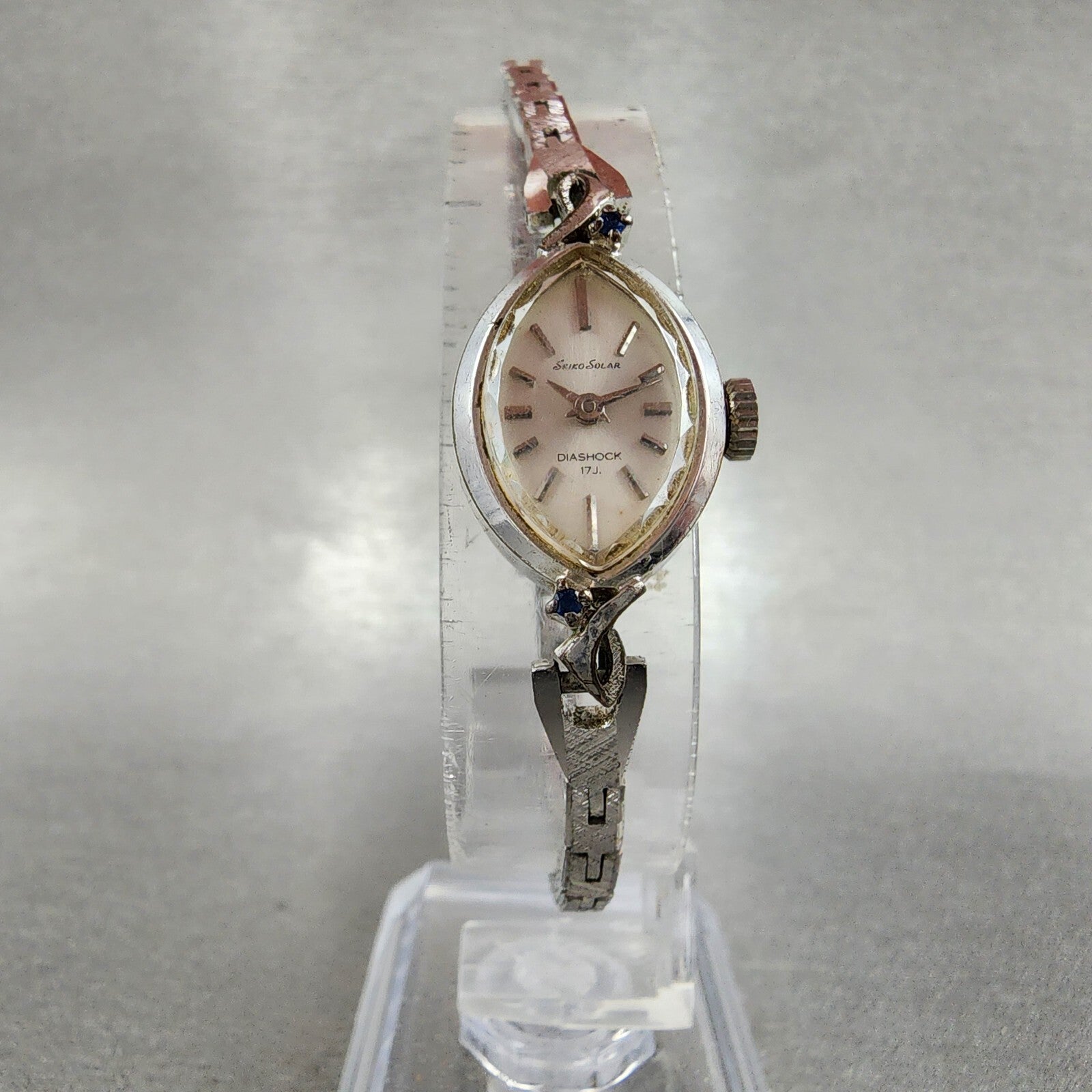 Seiko Solar Watch Women 15mm White Dial Silver Tone Manual 107840 Runs5