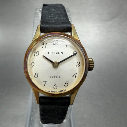 Citizen Special Watch Women 20mm White Dial Gold Tone Round Manual 4-672011 Run0