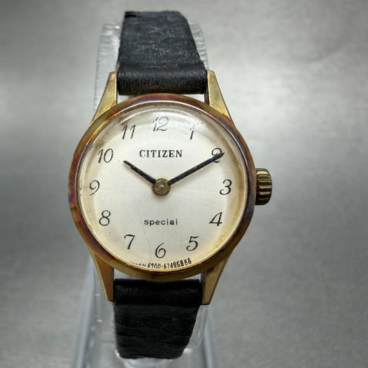 Citizen Special Watch Women 20mm White Dial Gold Tone Round Manual 4-672011 Run0