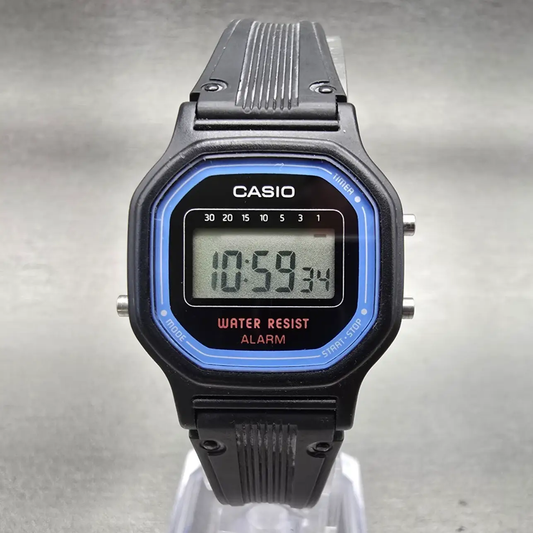 Casio LA-11W Digital Watch Women 26mm Black Dial Black Chrono Alarm New Battery0