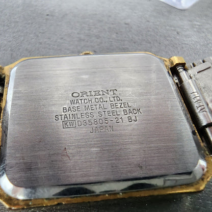 Orient VX Tank Watch Men 27mm Silver Dial Gold Tone Rectangle  PARTS11