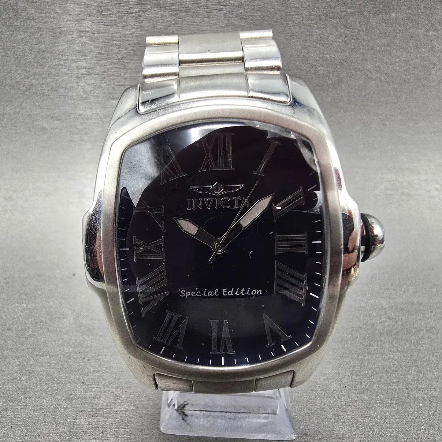 Invicta Lupah Watch Men 47mm Purple Dial Silver Tone Rectangle 21391 New Batt KJ0