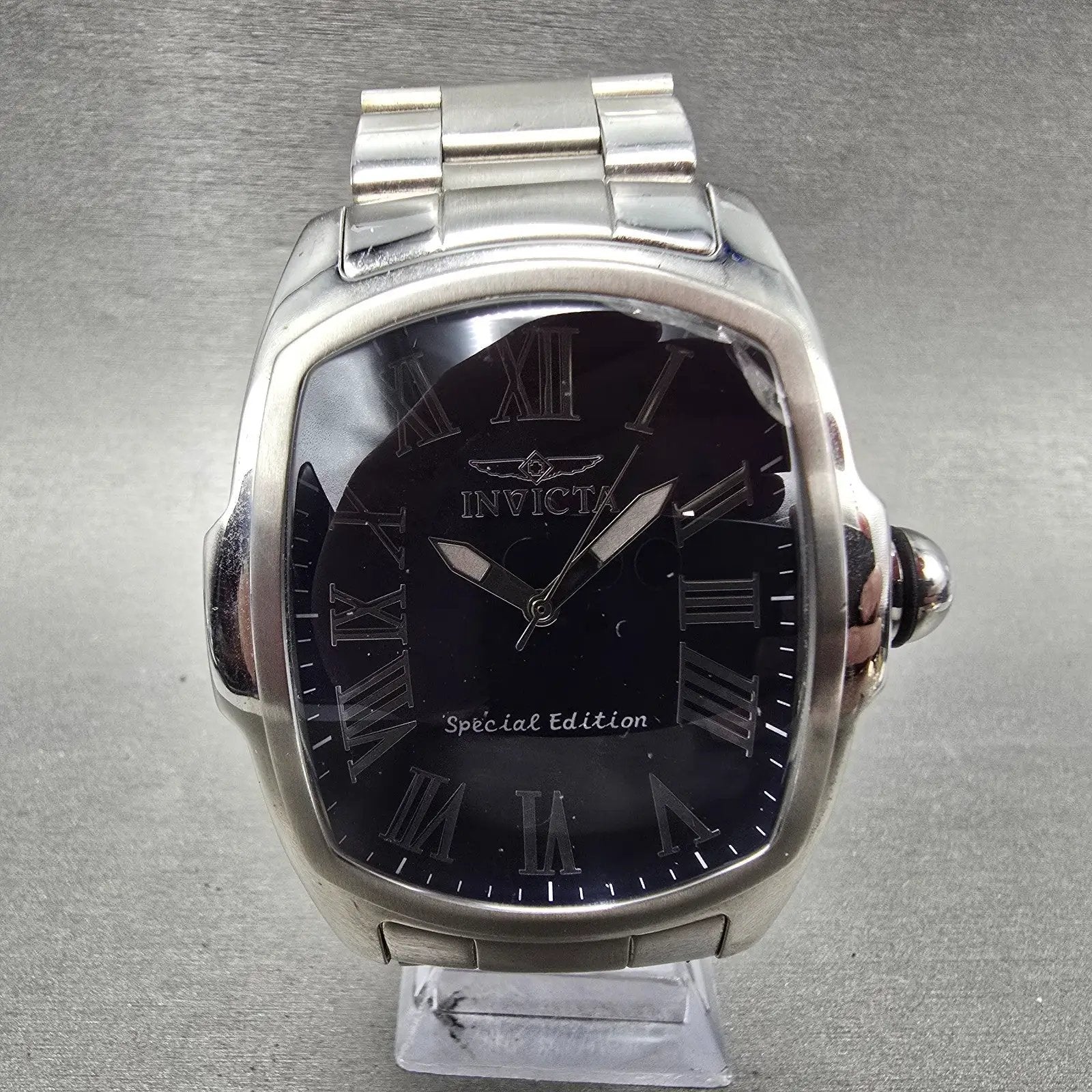 Invicta Lupah Watch Men 47mm Purple Dial Silver Tone Rectangle 21391 New Batt KJ0