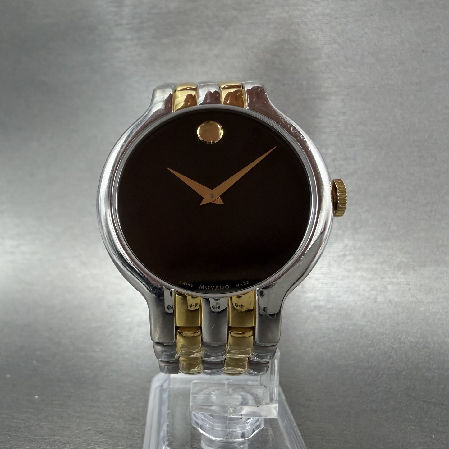 Movado Veturi Watch Men 38mm Black Dial Two Tone Round 0606932 New Battery5