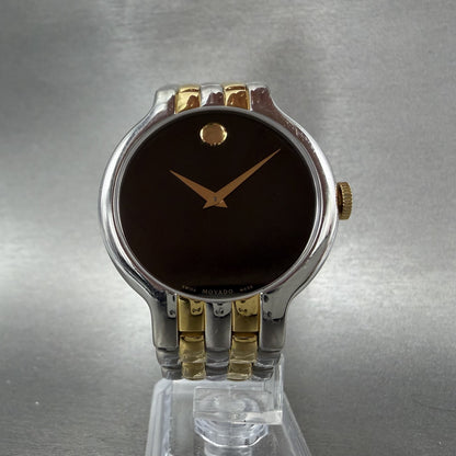Movado Veturi Watch Men 38mm Black Dial Two Tone Round 0606932 New Battery5