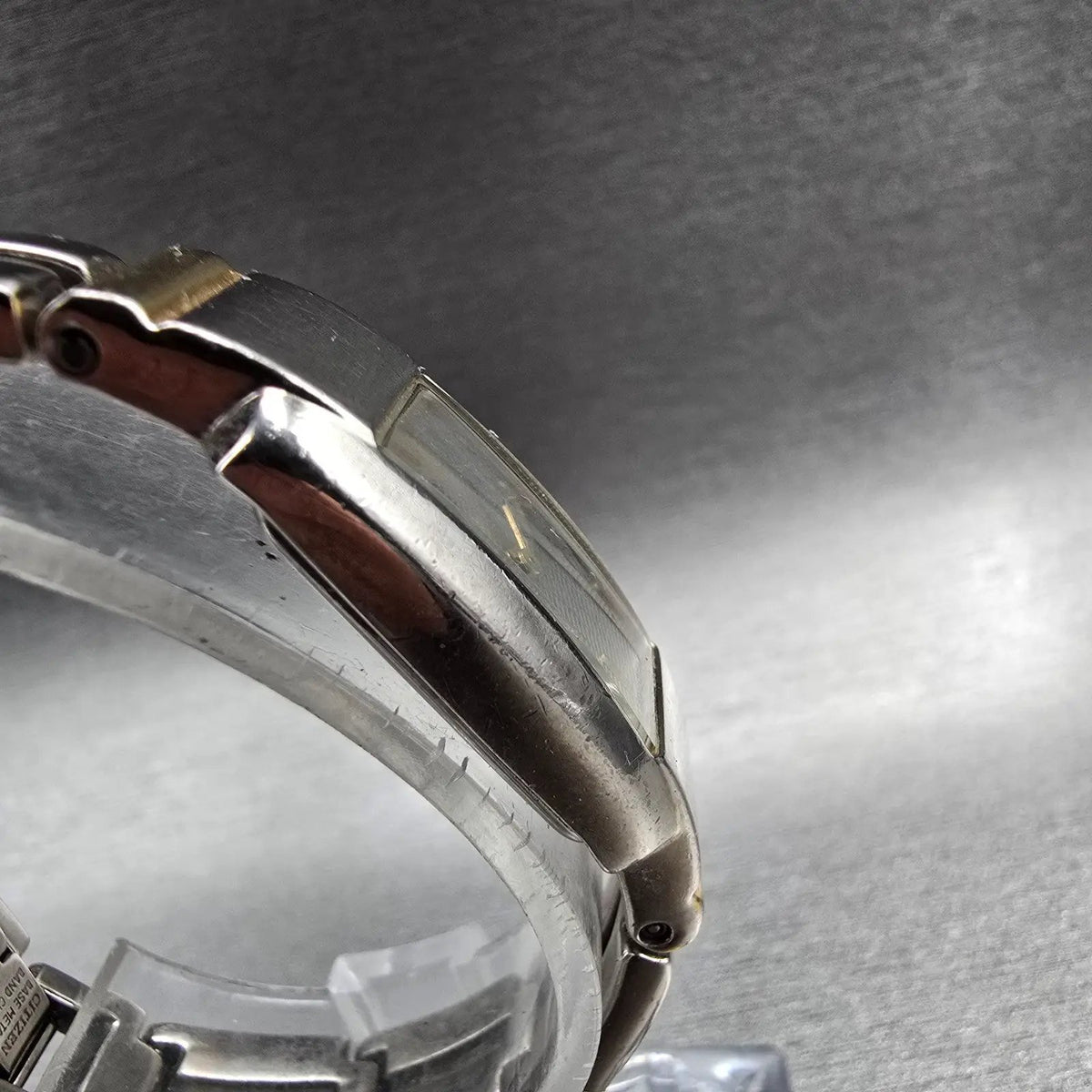 Citizen Tank Watch Women 14mm Champagne Dial Two Tone Rectangle New Battery VTG3