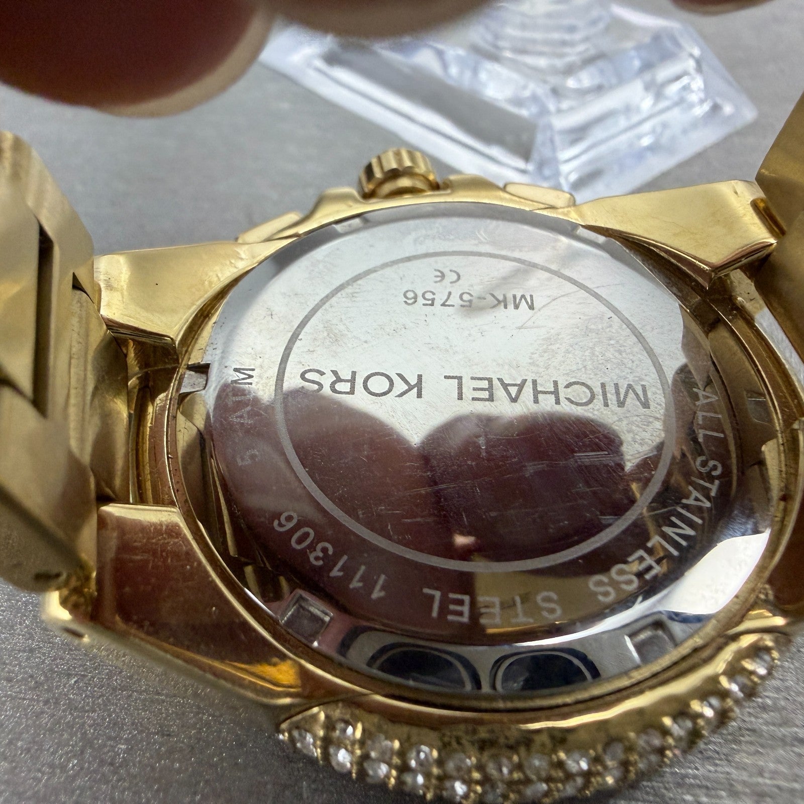 Michael Kors Bradshaw Chronograph Watch Women 42mm White Dial Gold Tone New Batt9