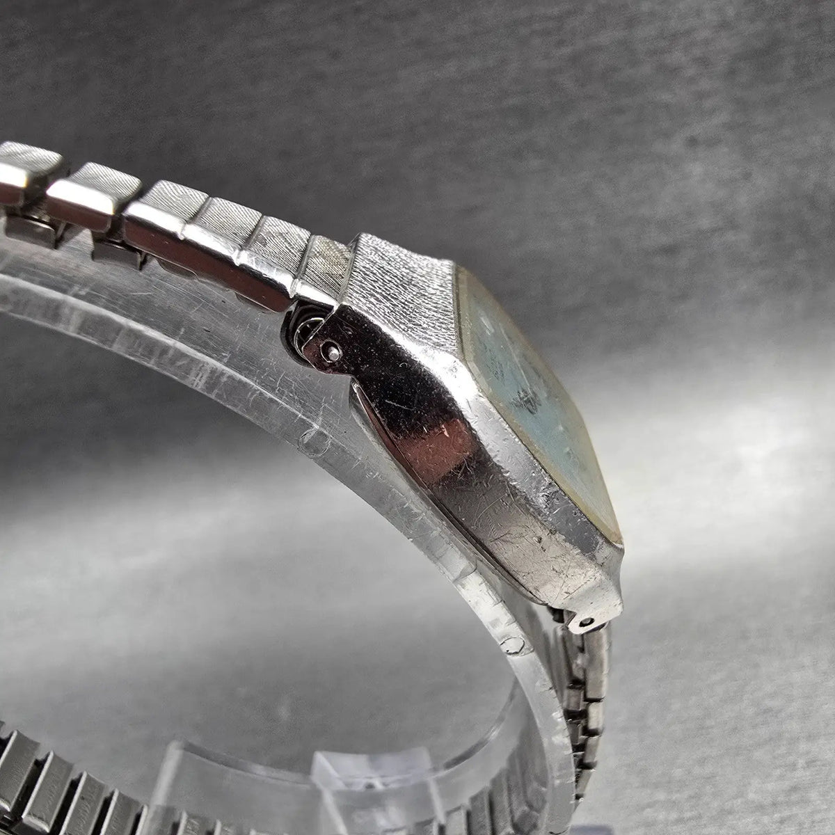 Seiko Watch Women 21mm Blue Dial Silver Tone Rectangle 4700-5079 New Battery JP3