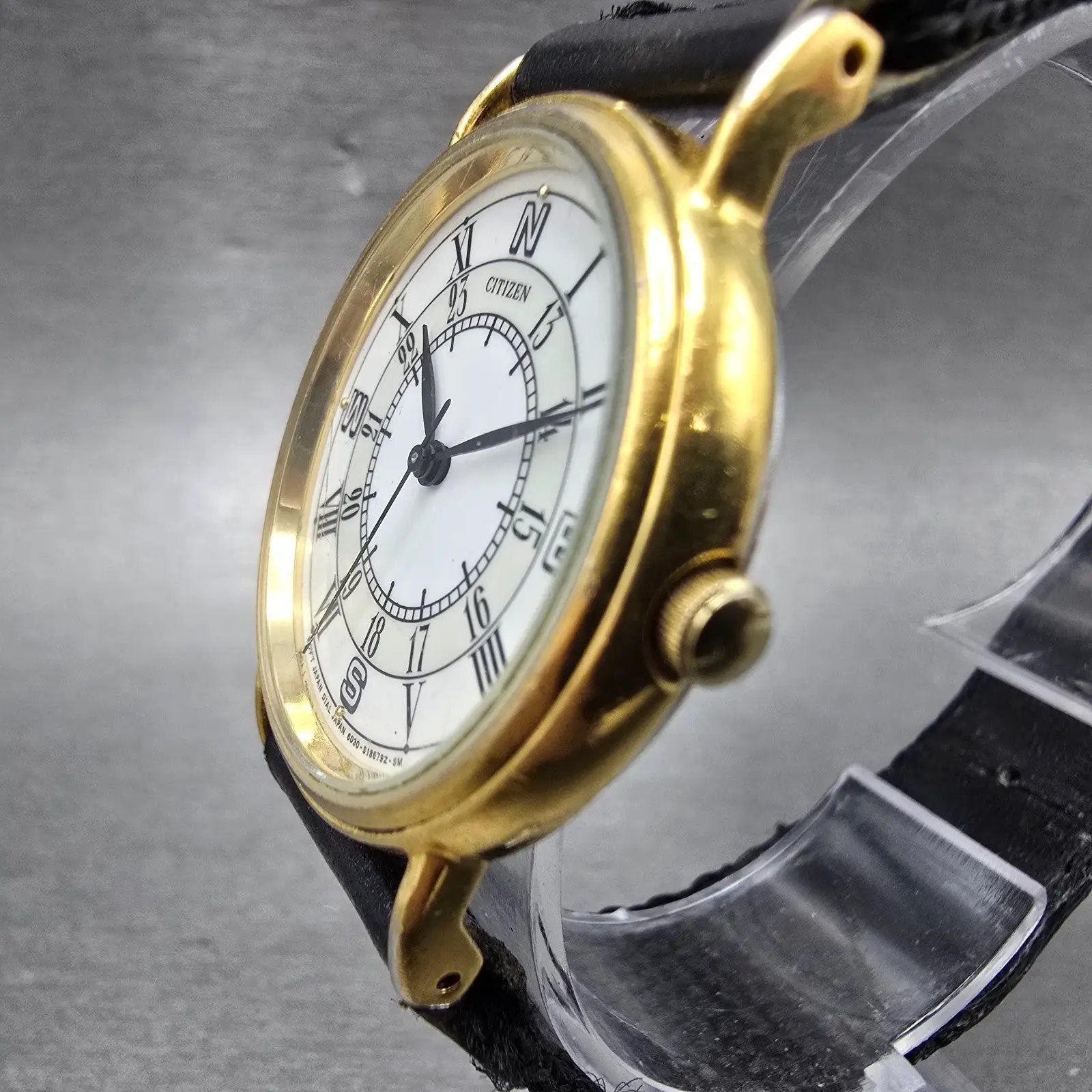 Citizen Watch Men 32mm White Dial Gold Tone Round 6030-S04565 New Battery VTG2