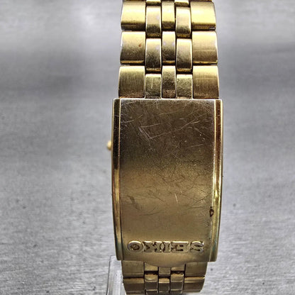 Seiko Watch Men 35mm Gold Dial Gold Tone Daydate Round 7N43-8A39 New Battery VTG7