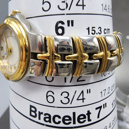 Bulova Watch Women 24mm MOP Dial Two Tone Round 98L56 New Battery10