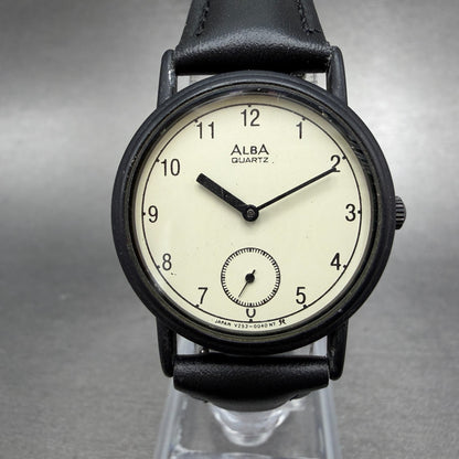 Seiko Alba Watch Women 29mm White Dial Black Tone Round V253-0010 New Battery0