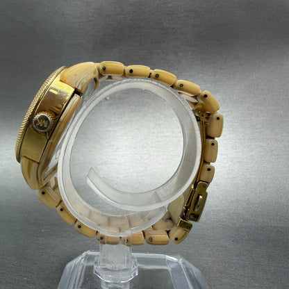Michael Kors Jet Set Watch Women 37mm MOP Dial Cream Tone Daydate MK-5039 READ!!6
