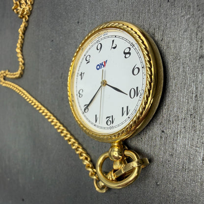 Seiko Alba Pocket Watch Men 36mm White Dial Gold Tone Round V701-0B00 New Batt4