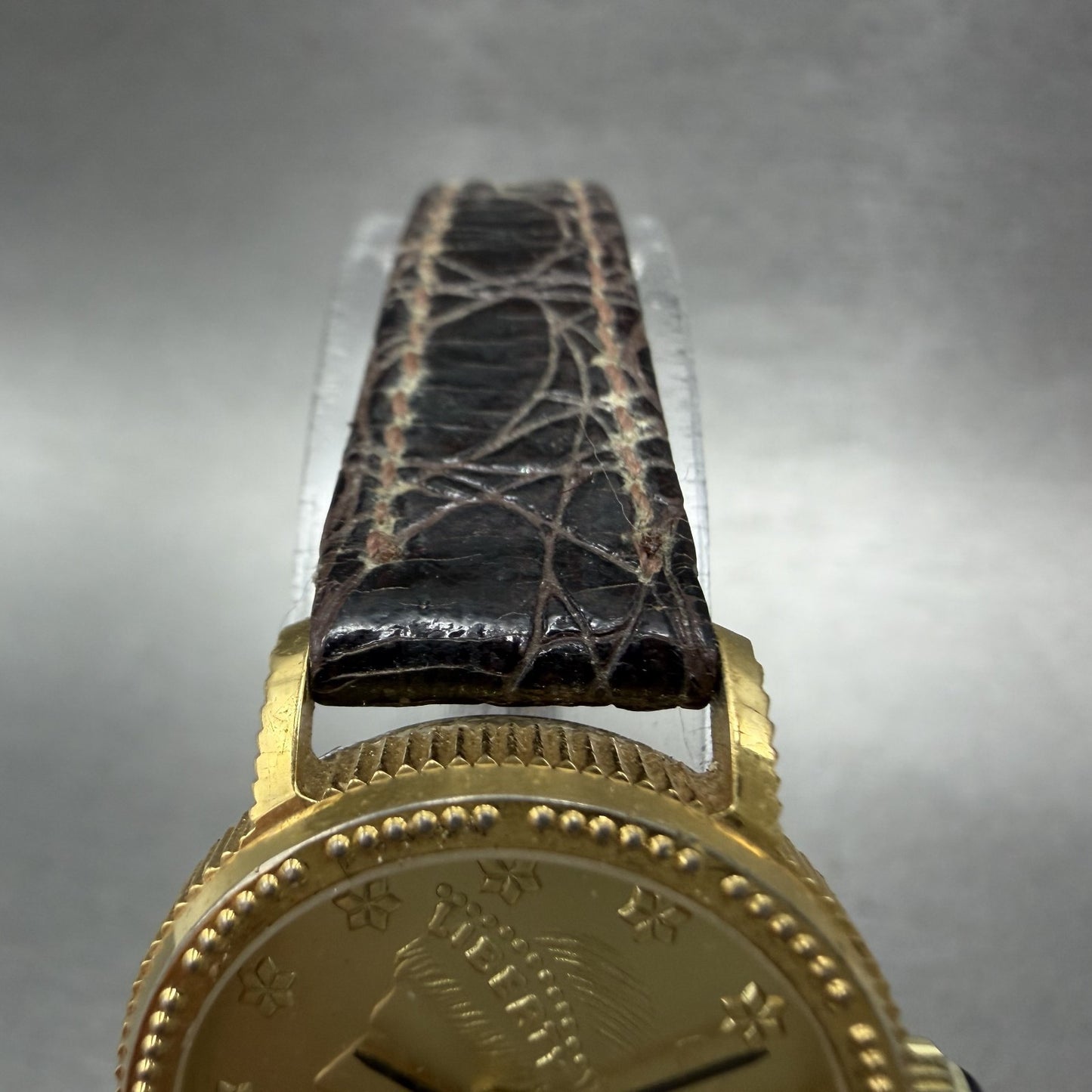 Lucien Piccard Liberty Coin Watch Women 24mm Gold Dial Gold Tone Manual Wind Run4
