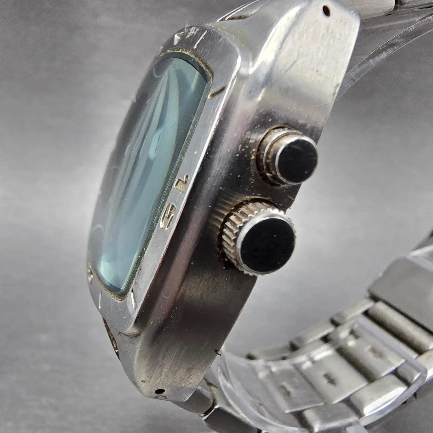 Fossil Big Tic Watch Men 41mm Blue Dial Silver Tone Rectangle AM-3743 NewBattery2