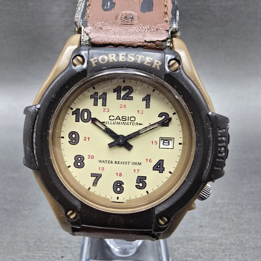 Casio FT-500W Watch Men 42mm Analog Digital Cream Dial Brown Case New Battery S40