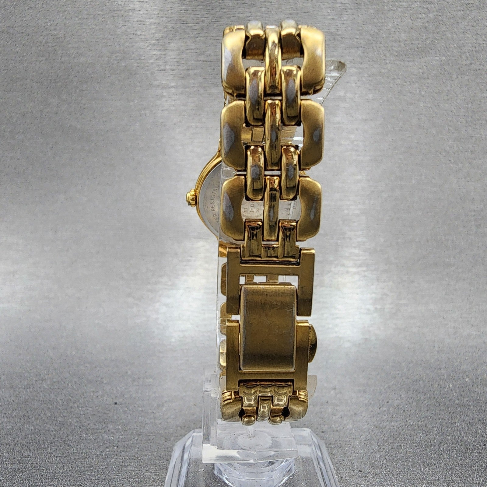 Seiko SQ 50 Watch Women 25mm White Dial Gold Tone Date Round 7N826C53 New Batt7