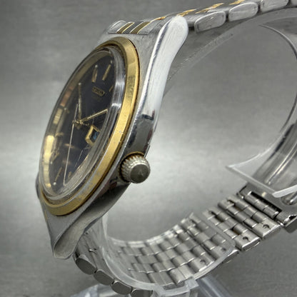 Seiko Watch Men 37mm Blue Dial Two Tone Daydate Round V7438a20 New Battery2