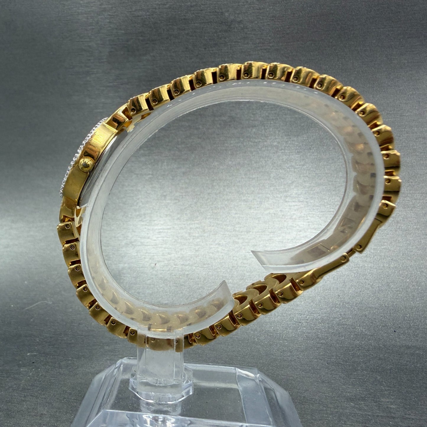 Wittnauer Watch Women 22mm MOP Dial Gold Tone Round Crystal Accents New Battery6