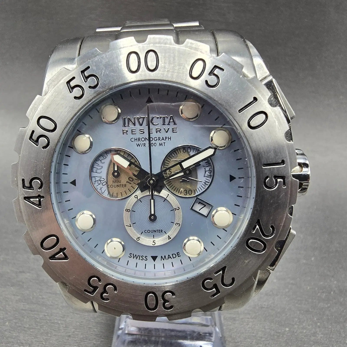Invicta Reserve Leviathan Chronograph Watch Men 55mm MOP Dial Silver Date NewBat0
