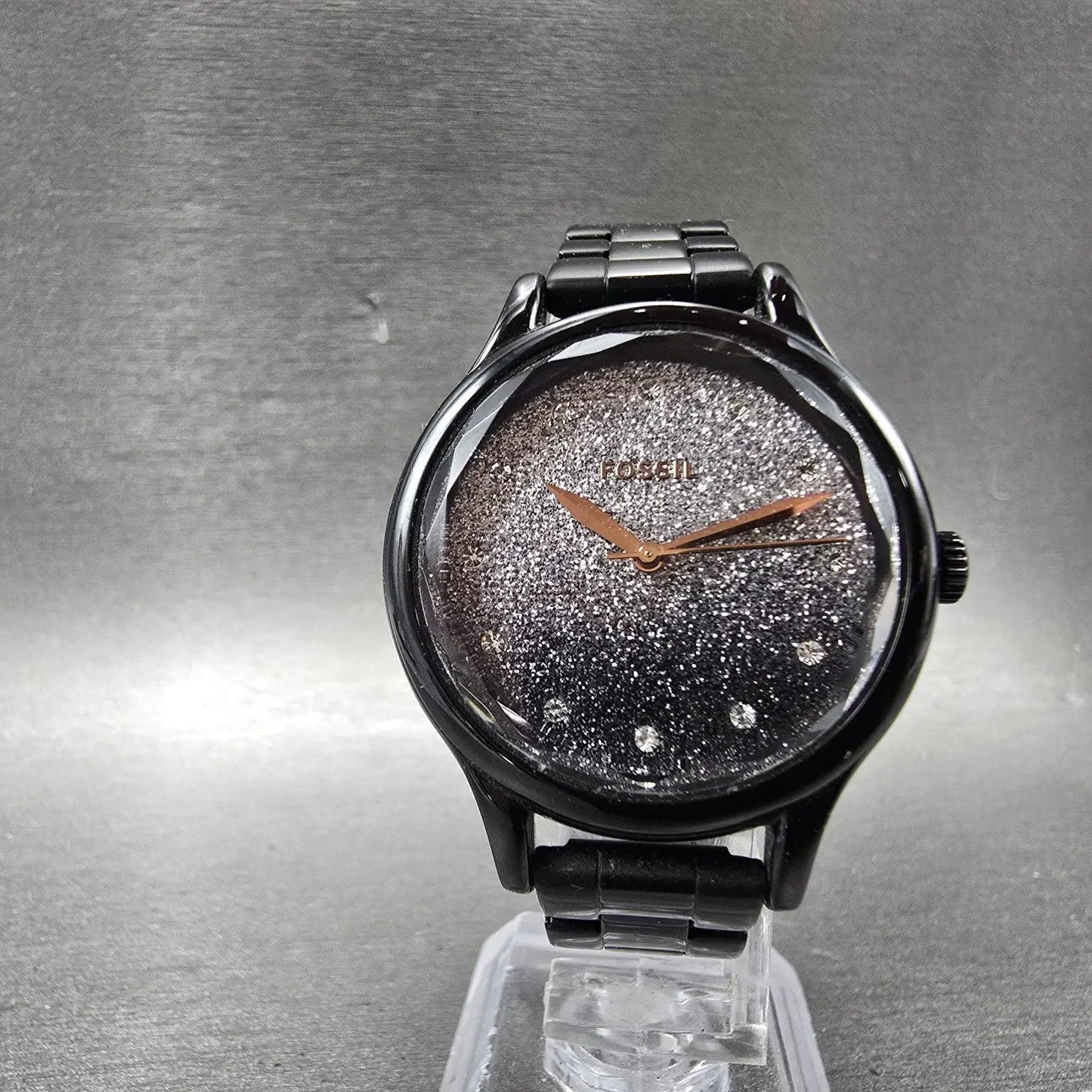 Fossil Watch Women 34mm Silver Dial Black Tone Round BQ3432 New Battery5